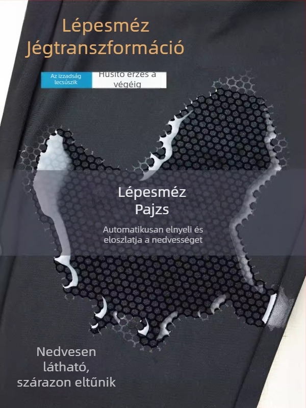 Napsvédő nadrág szúnyogriasztó réteggel, jogger-stílusú, ice-silk anyagból, gyorsan száradó, fekete, magas derék, karcsúsított szabású
