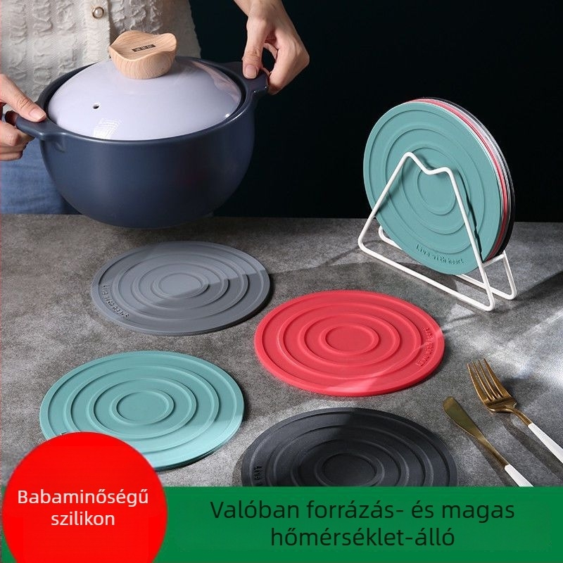 Szilikonból készült hőálló edényalátét, vastagított edény- és tányéralátét, égésvédő, kör alakú étkezési alátét, modern minimális dizájn