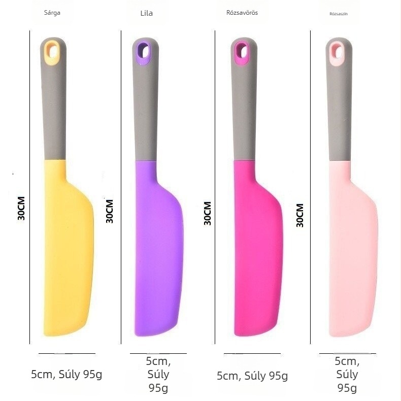 Hosszú nyelű szilikon spatula, kis méret, hőálló, vastag, puha spatula tortkrémhez és keveréshez, sütéshez