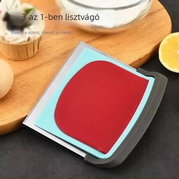 Háromrészes konyhai készlet: Rozsdamentes acél tészta- és tésztavágó, Lisztkaparó spatula, Hajlékony műanyag krém spatula