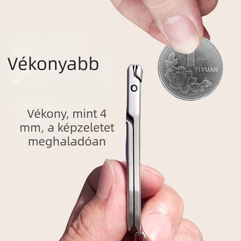 Mini hordozható körömvágó kulcstartóval – összecsukható, rozsdamentes acél manikűr eszköz, nagy nyílás