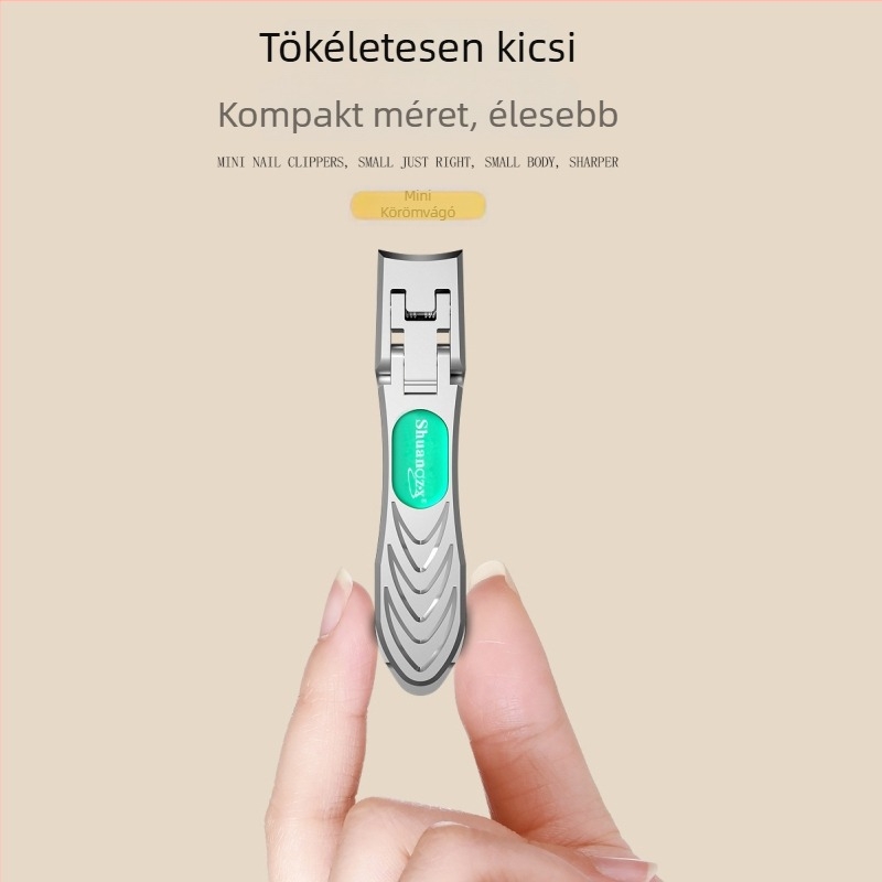 Mini hordozható körömvágó kulcstartóval – összecsukható, rozsdamentes acél manikűr eszköz, nagy nyílás