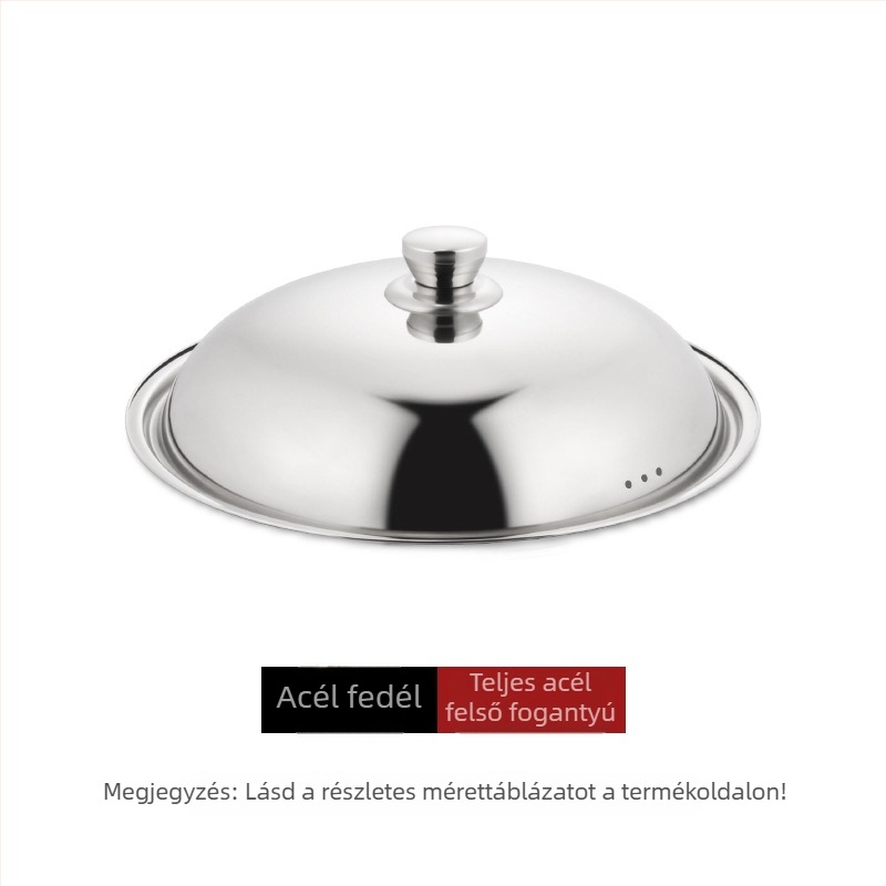 Rozsdamentes acél fazékfedő edzett üveggel, multifunkcionális fedél wokhoz és edényekhez