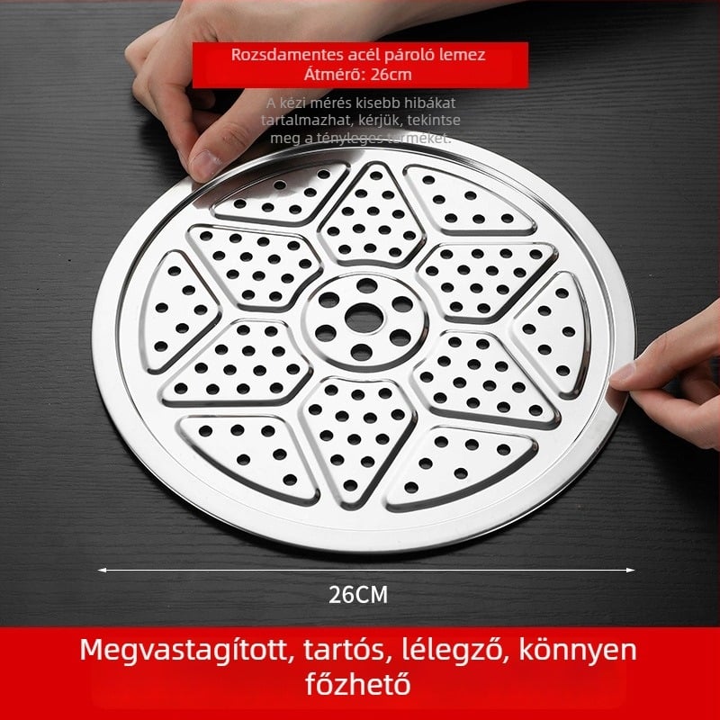 Rozsdamentes acél gőzölő tálca és rács edényekhez és wokokhoz