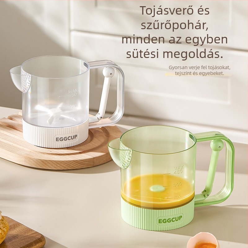 Kézi fél-automat tojáshabosító fogantyúval, szűrő- és mérő pohárral a tejszín felveréséhez