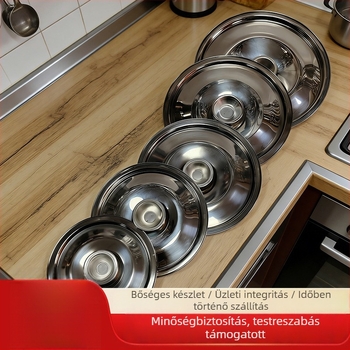 Rozsdamentes acélból készült kör alakú fedők háztartási használatra – fedők fazekakhoz, tálakhoz, bögrékhez, olajhordóhoz, vödrökhöz és lapos fedők fűszeres üvegekhez