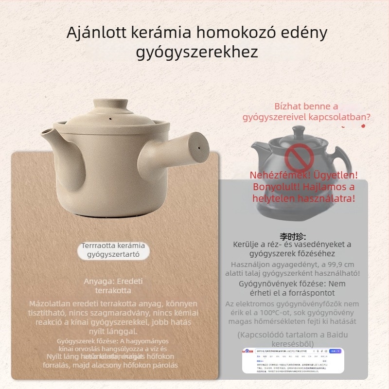 Tradicionális kínai orvosi agyagedény, lilagyagból készült decoctáló edény, otthoni használatra