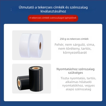 Ruha címkék tekercsben, bevont papír, színes nyomtatás, tanúsítványcímke, univerzális felhasználás, változatos méretek