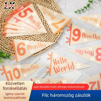 Filc háromszögű zászlók a babák első születésnapjára – hálószobai dekoráció, függő zászlók