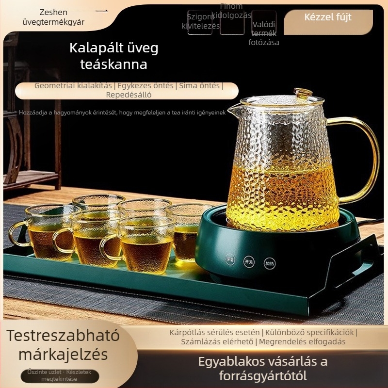 Kalapált üveg teáskanna szűrővel, elektromos kerámia főzőlaphoz, hőálló boroszilikát üveg, Pu'er tea
