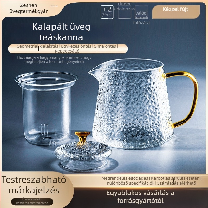 Kalapált üveg teáskanna szűrővel, elektromos kerámia főzőlaphoz, hőálló boroszilikát üveg, Pu'er tea