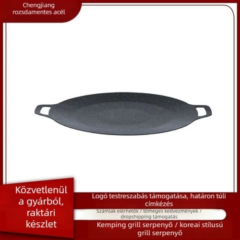 Kültéri grillszett kazettás tűzhelyhez, grill serpenyő, Maifan kőből készült grilllemez otthoni használatra, Koreai Teppanyaki vaslemez, indukciós főzőedény