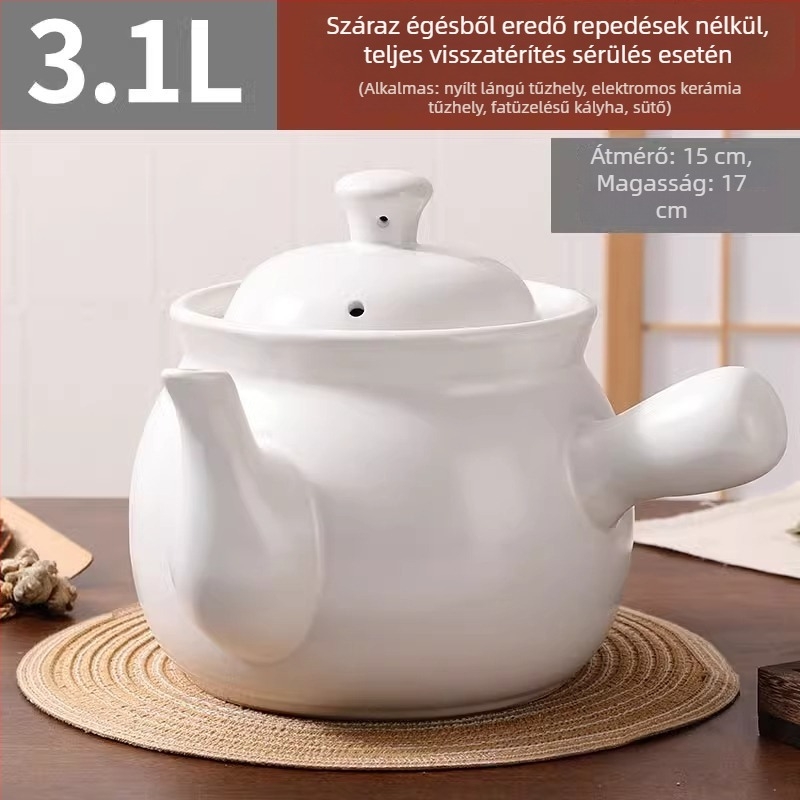 Agyagból készült dekokciós edény kínai gyógyító növényekhez, 3,1–4 L, fedővel