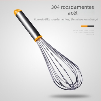 Kézi tojáshabverő 304-es rozsdamentes acélból, vastabb drótokkal, krém felveréséhez és sütéshez