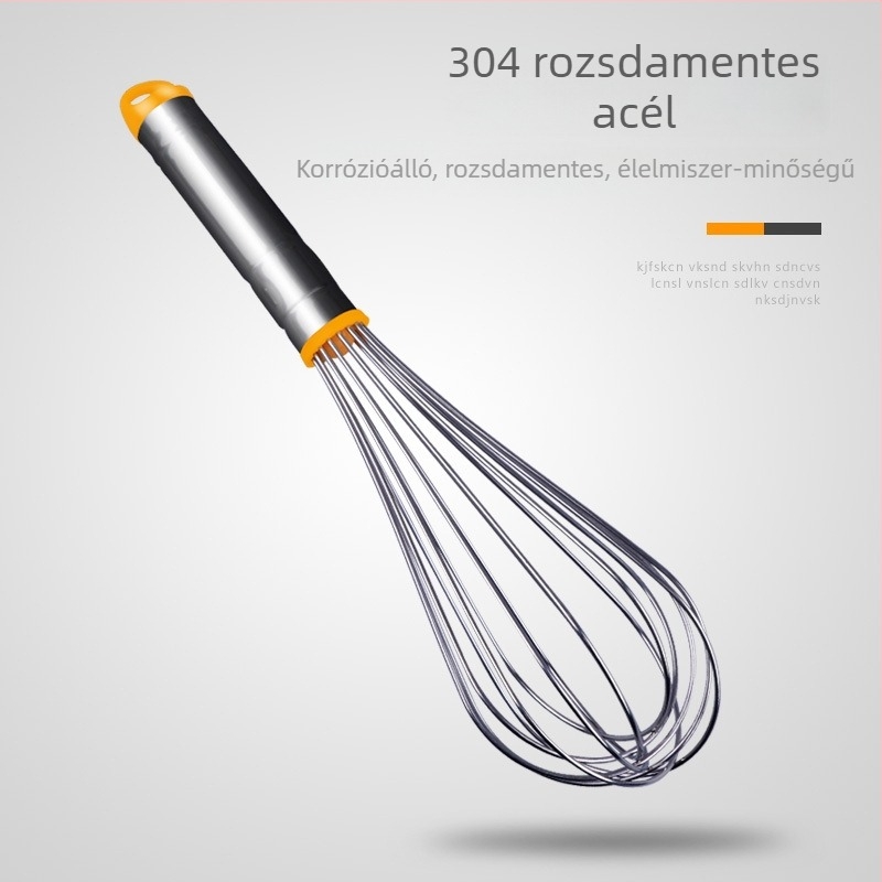 Kézi tojáshabverő 304-es rozsdamentes acélból, vastabb drótokkal, krém felveréséhez és sütéshez