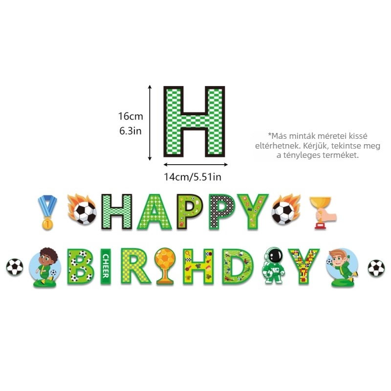 Futball témájú gyerekek születésnapi dekorációi, függő zászlók és méhsejt alakú díszek – Világbajnokság