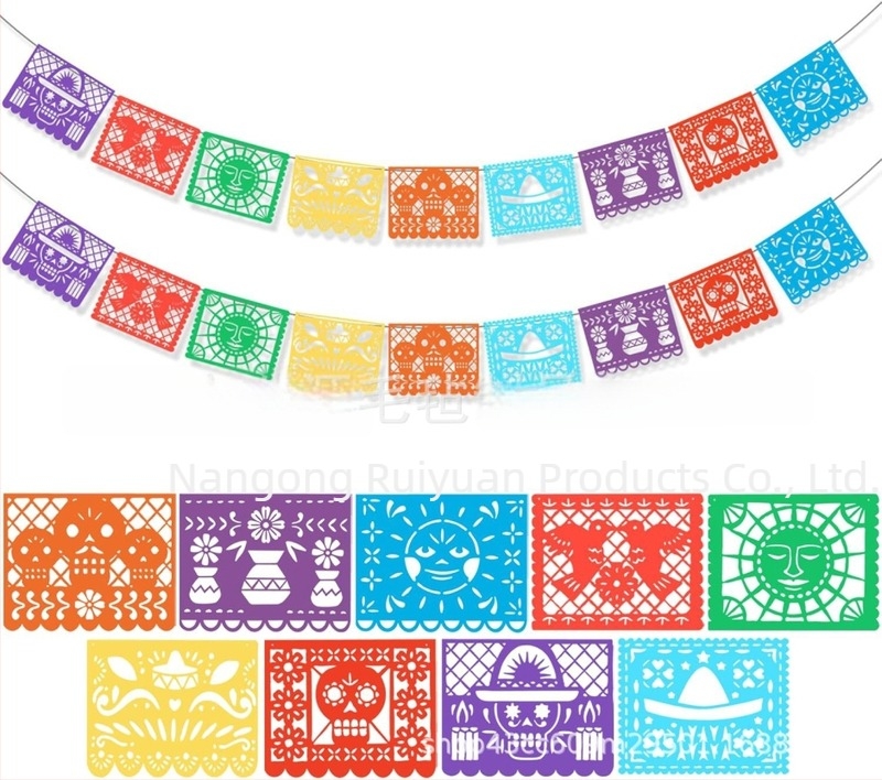 Mexikói zászlós piñata girlandok Cinco de Mayo és Halottak napja dekorációhoz