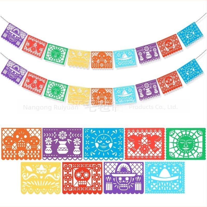 Mexikói zászlós piñata girlandok Cinco de Mayo és Halottak napja dekorációhoz