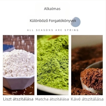 Liszt szita sütéshez, kézi, rozsdamentes acélból, fél-automata, vastag háló, ultra finom szita