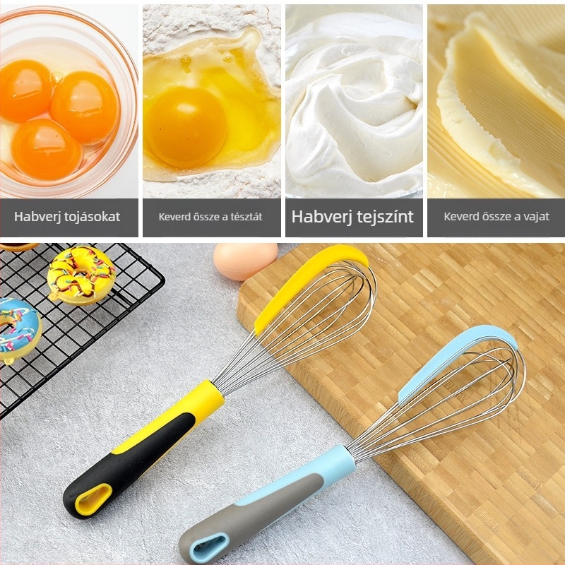 10,5 hüvelykes szilikon spatula és kézi tojásverő, tojások, tejszín és tészta felveréséhez