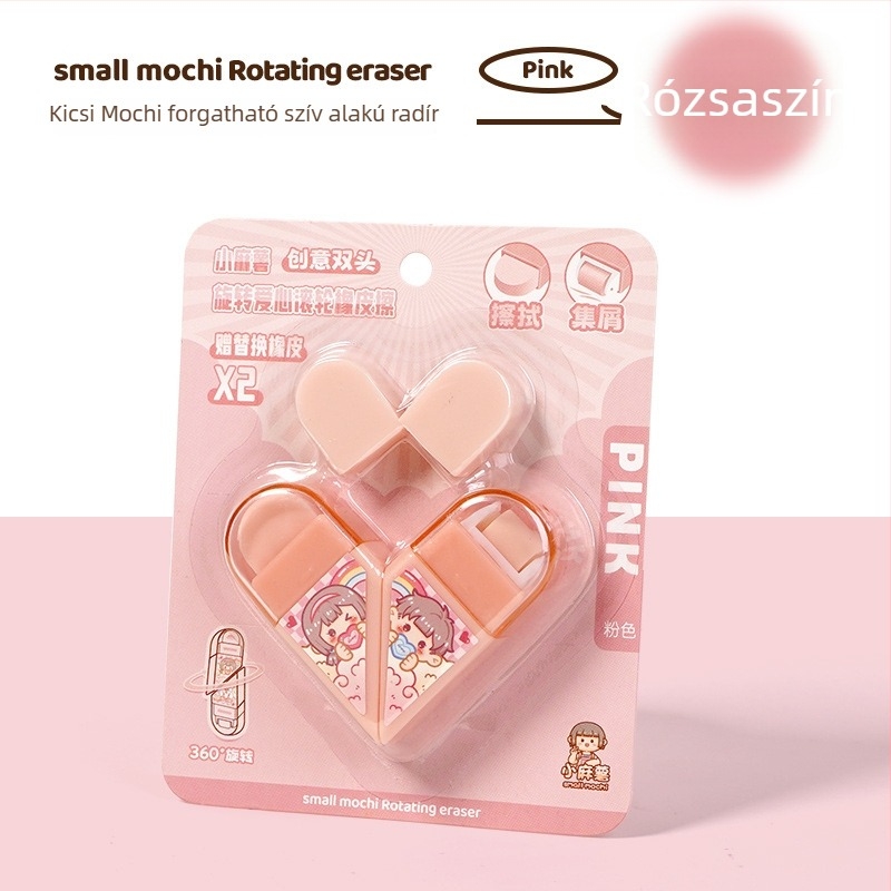 Kedves Mochi radír diákoknak – szív alakú iskolai írószer