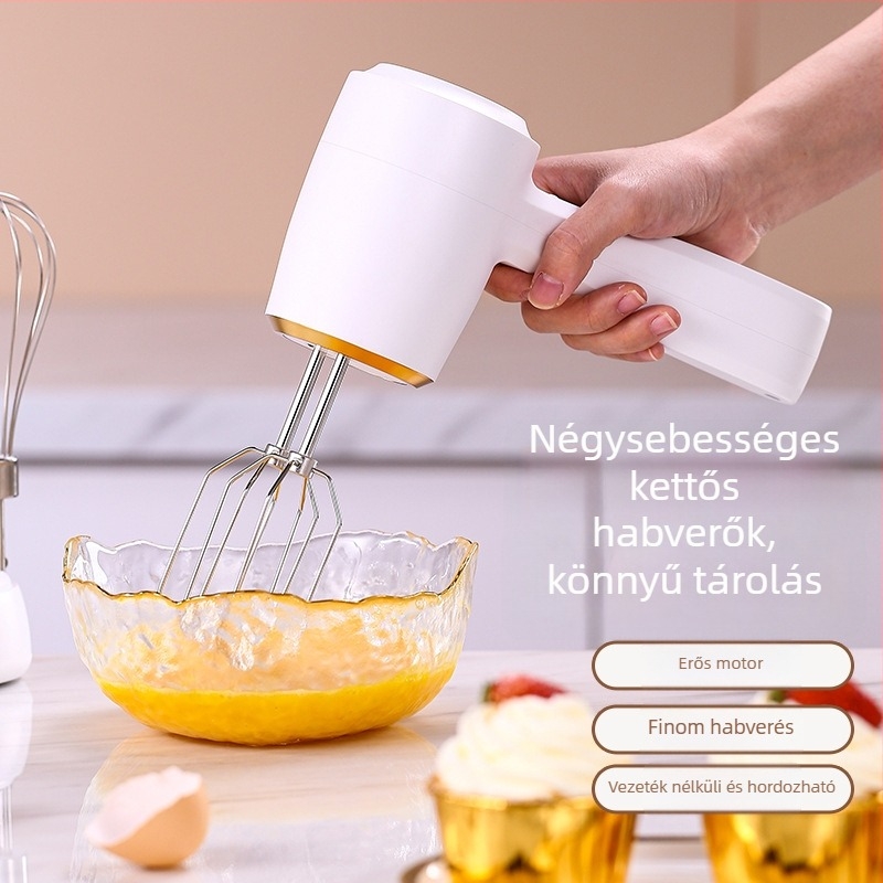 Kézi elektromos habverő otthoni süteményekhez, tojás és tejszín felverésére, három sebesség, skandináv stílus