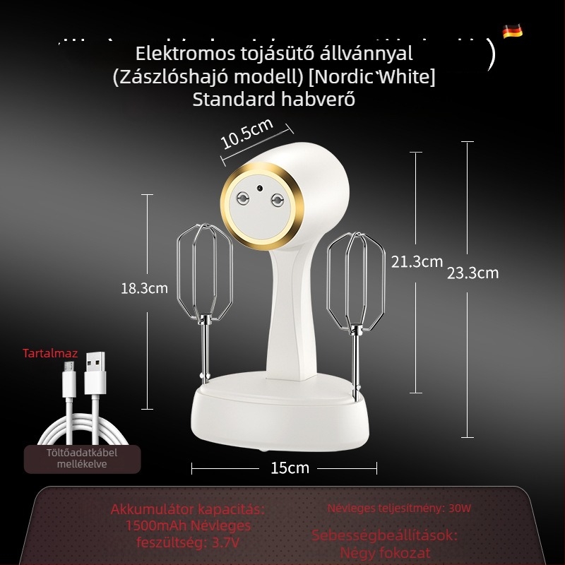Kézi elektromos habverő otthoni süteményekhez, tojás és tejszín felverésére, három sebesség, skandináv stílus