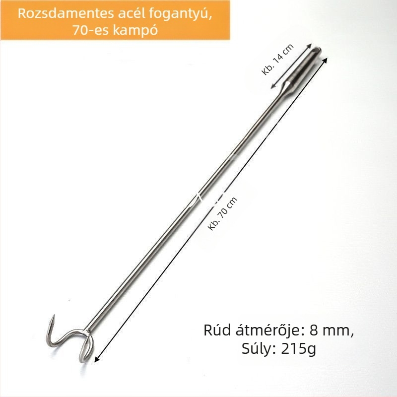 Hosszú nyelű húskampó rozsdamentes acélból grillhez