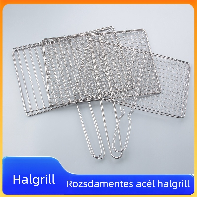 Rozsdamentes acél BBQ-háló halszelethez és zöldségekhez klipszekkel, grillrács