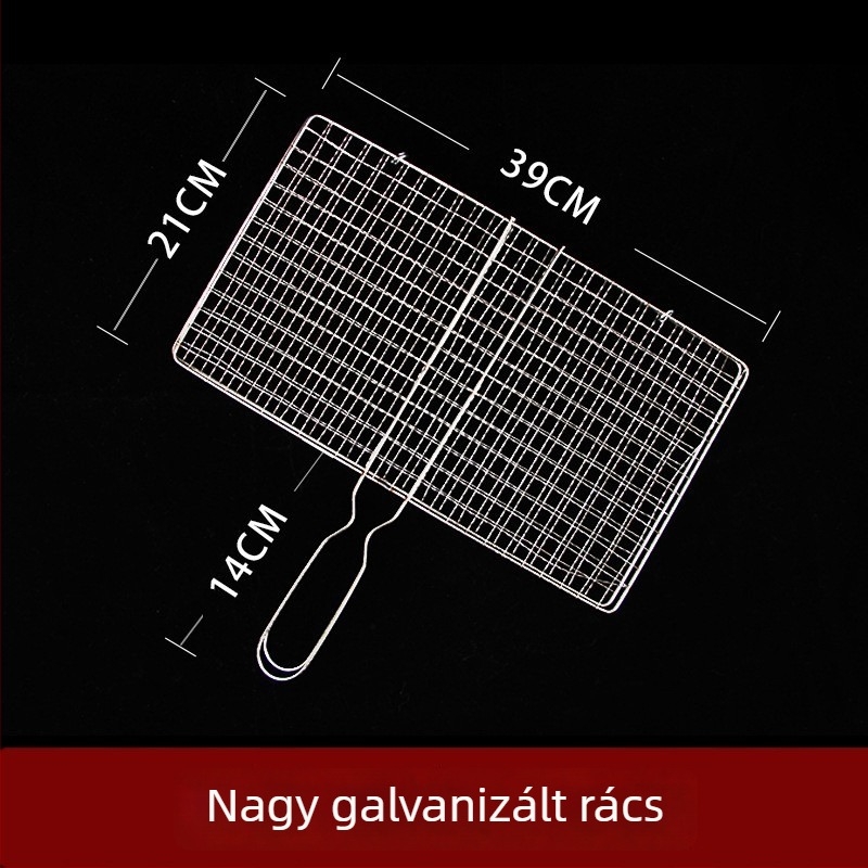 Rozsdamentes acél BBQ-háló halszelethez és zöldségekhez klipszekkel, grillrács