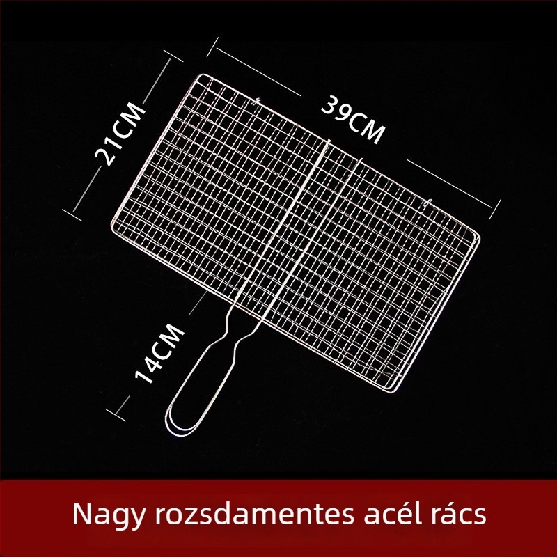 Rozsdamentes acél BBQ-háló halszelethez és zöldségekhez klipszekkel, grillrács