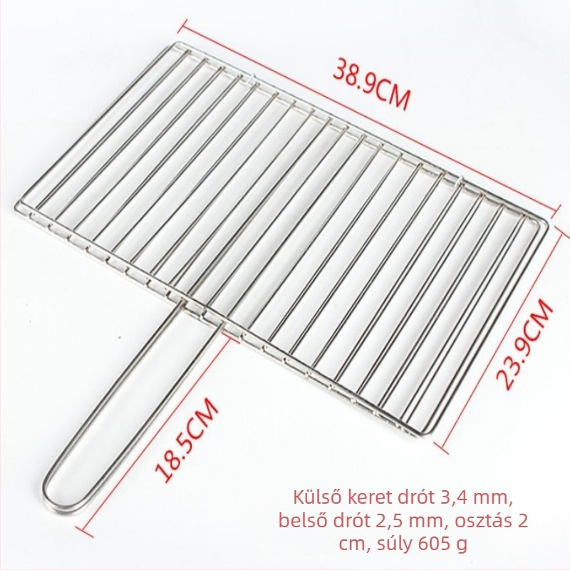 Rozsdamentes acél BBQ-háló halszelethez és zöldségekhez klipszekkel, grillrács