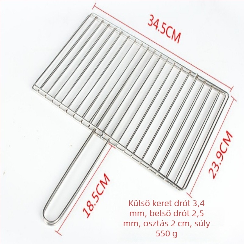 Rozsdamentes acél BBQ-háló halszelethez és zöldségekhez klipszekkel, grillrács