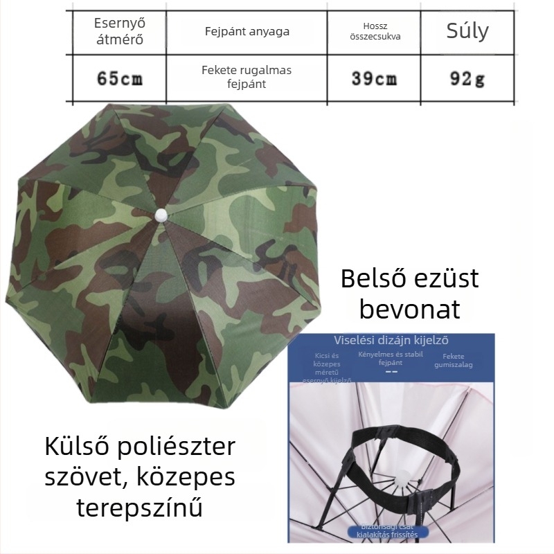 Kamuflázzal mintázott esernyő sapka, 65 cm átmérőjű
