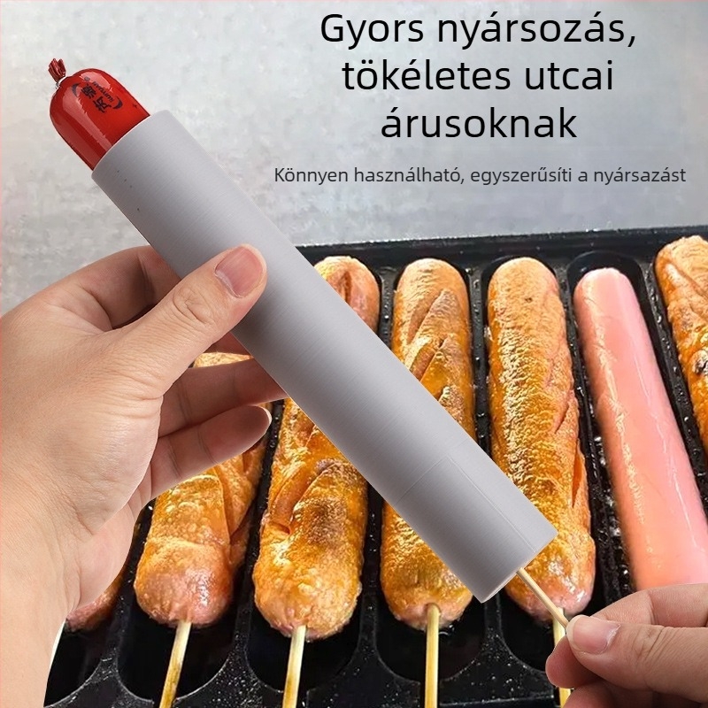 Keményítővel bevont sült kolbász nyársak, ropogós kolbász grillhez — gyors nyárs eszköz