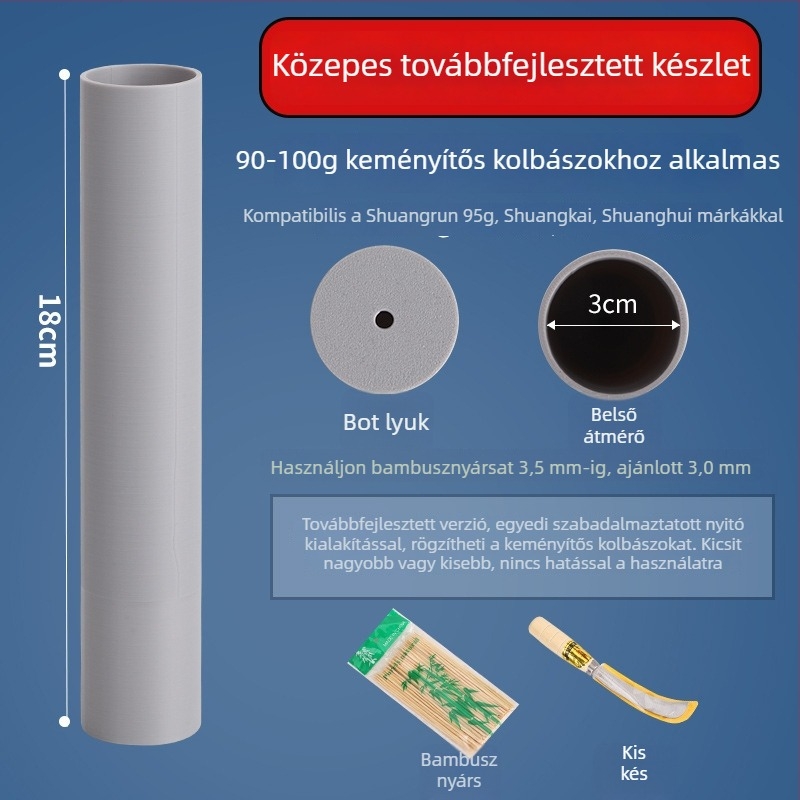 Keményítővel bevont sült kolbász nyársak, ropogós kolbász grillhez — gyors nyárs eszköz