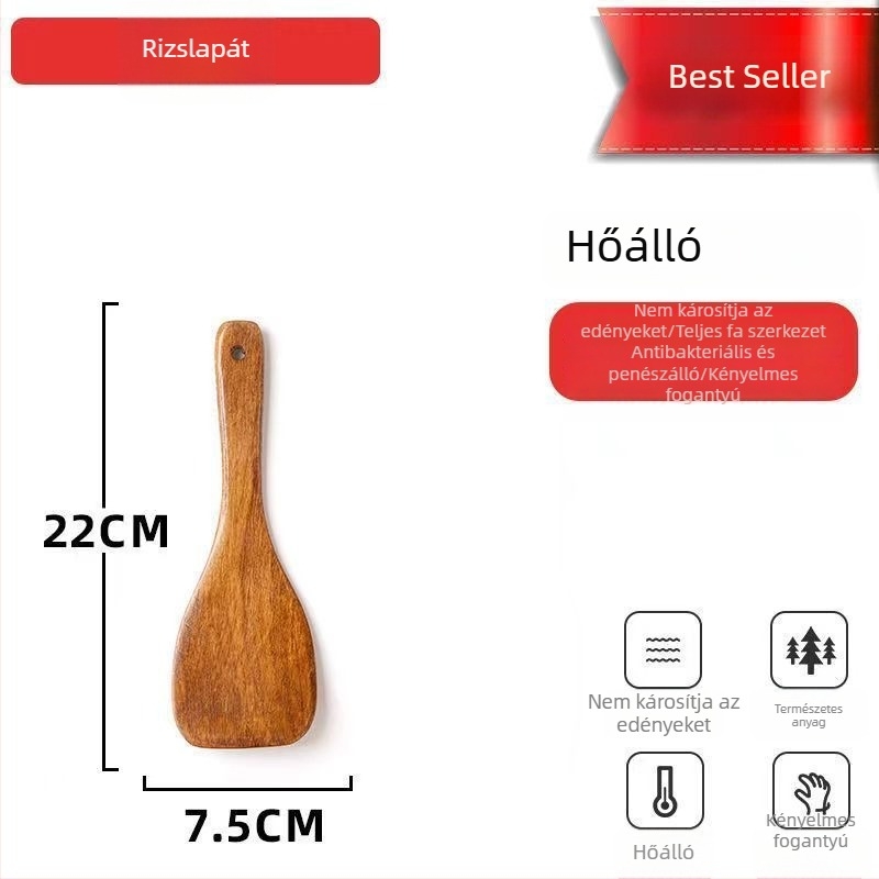 Unique hosszú nyelű fa spatula – kanál és rizspálca, ferde kialakítás, magas hőállóság, háztartási használatra