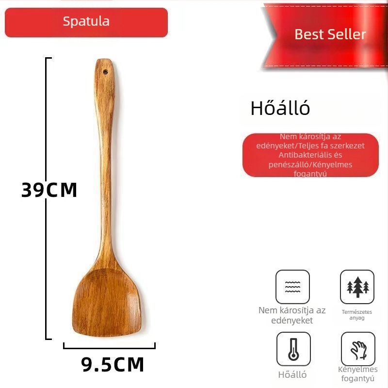 Unique hosszú nyelű fa spatula – kanál és rizspálca, ferde kialakítás, magas hőállóság, háztartási használatra