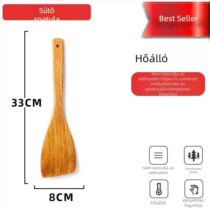 Unique hosszú nyelű fa spatula – kanál és rizspálca, ferde kialakítás, magas hőállóság, háztartási használatra