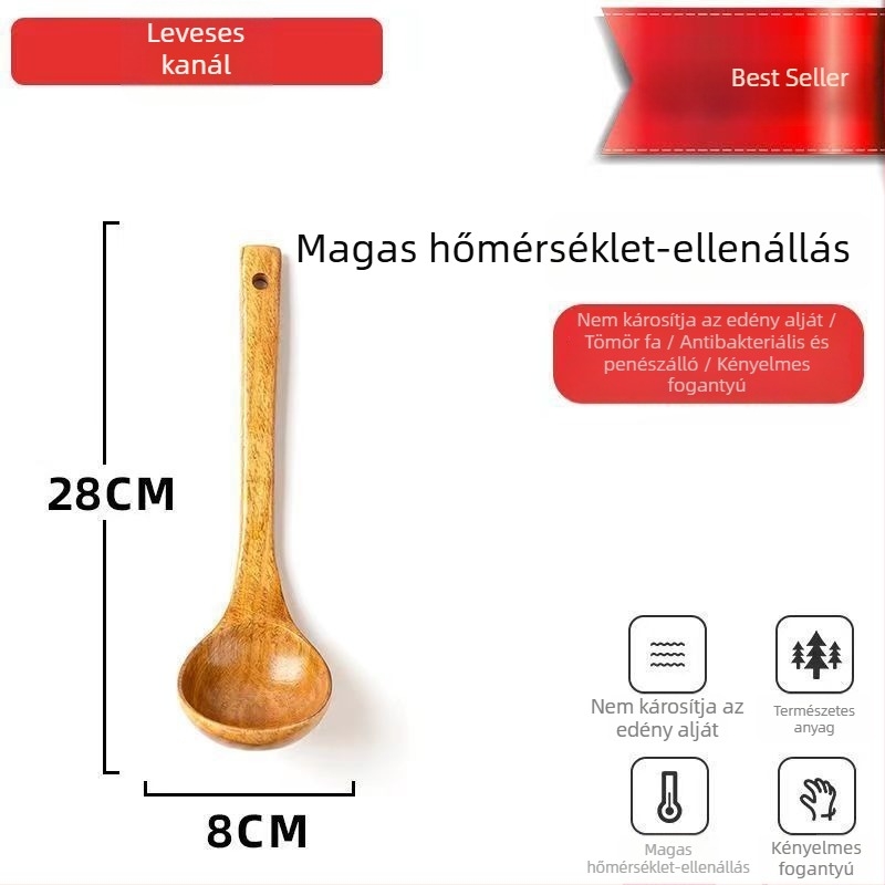 Unique hosszú nyelű fa spatula – kanál és rizspálca, ferde kialakítás, magas hőállóság, háztartási használatra