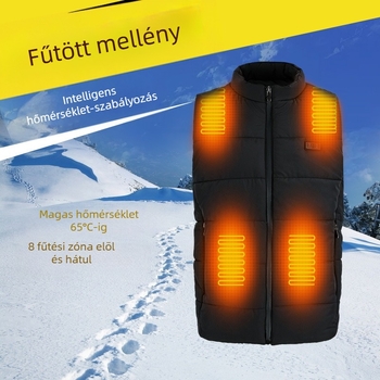 USB-töltésű melegítő pehely mellény kettős vezérléssel, intelligens fűtéssel, uniszex, kültéri használatra