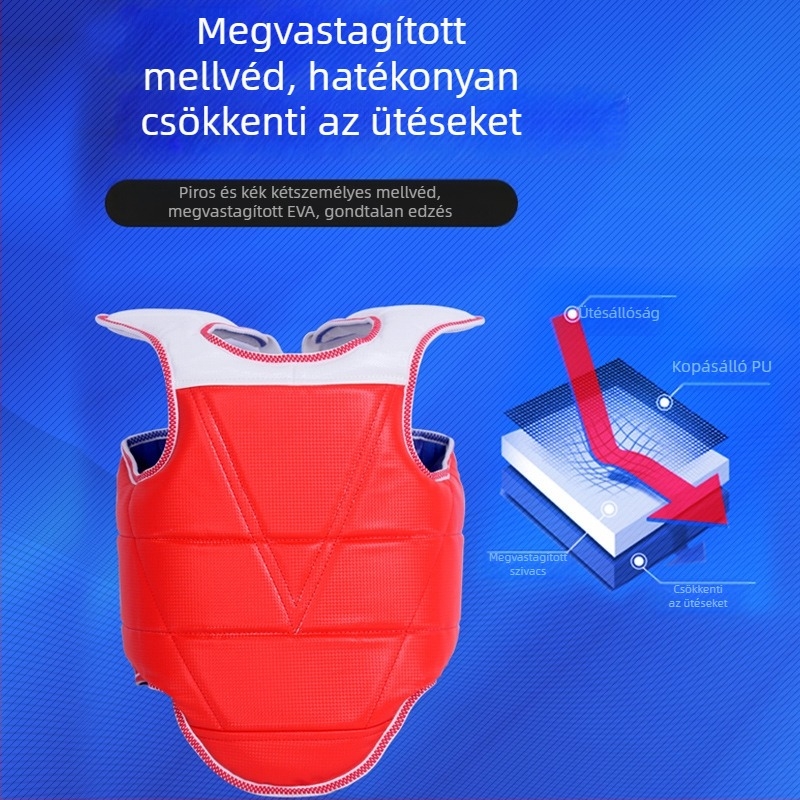 Taekwondo mellvéd hátsó pántokkal – teljes védőfelszerelés, megerősített kivitel