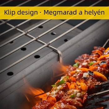 Rozsdamentes acél grillsütő rács, téglalap alakú, megvastított