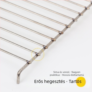 Rozsdamentes acél grillsütő rács, téglalap alakú, megvastított