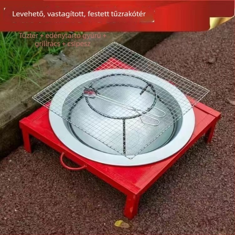 Négyszögletes vasból készült szénbrazier — fűtő és kültéri grillsütő háztartási használatra