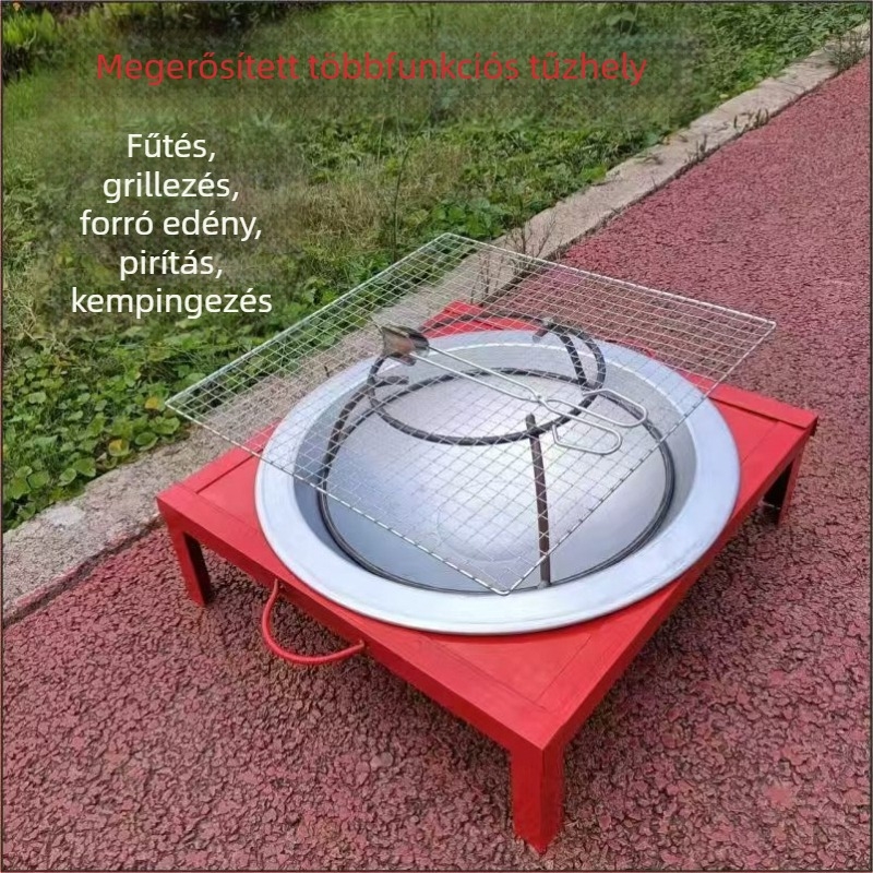 Négyszögletes vasból készült szénbrazier — fűtő és kültéri grillsütő háztartási használatra
