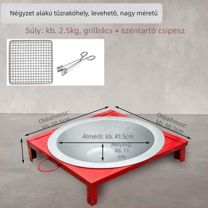 Négyszögletes vasból készült szénbrazier — fűtő és kültéri grillsütő háztartási használatra