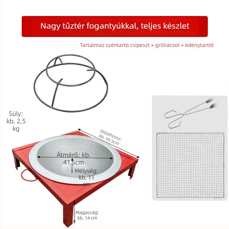 Négyszögletes vasból készült szénbrazier — fűtő és kültéri grillsütő háztartási használatra