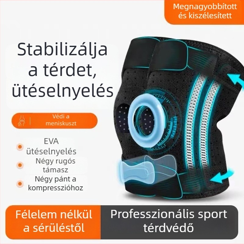 Sport térdvédő szilikon patellával futáshoz, badmintonhoz, mászáshoz és ugrókötélhez