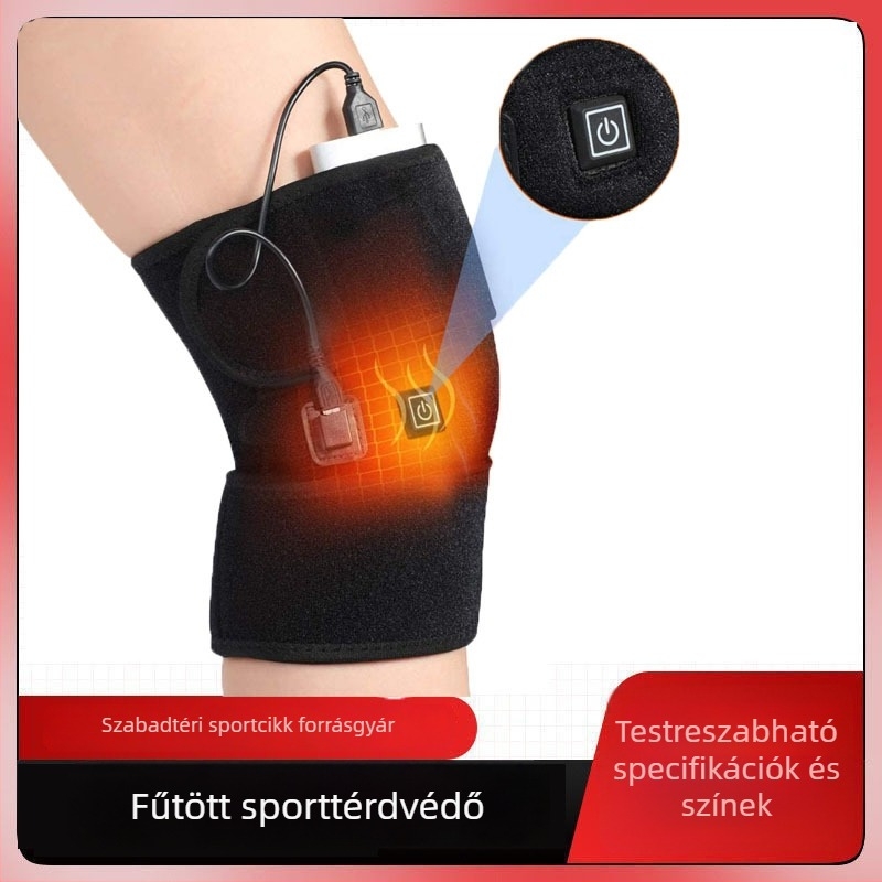 USB‑vel működő fűtő térdvédő télre, univerzális méret, sportvédő